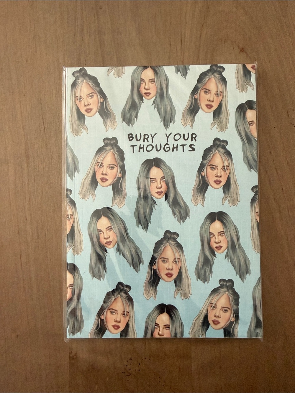 Bury Your Thoughts Light Blue Illustrated Hardcover Journal